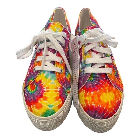 NEW with Tag Superga Tie Dye Fabric Fantasia Platform Sneakers 7.5 38 - Picture 3 of 6